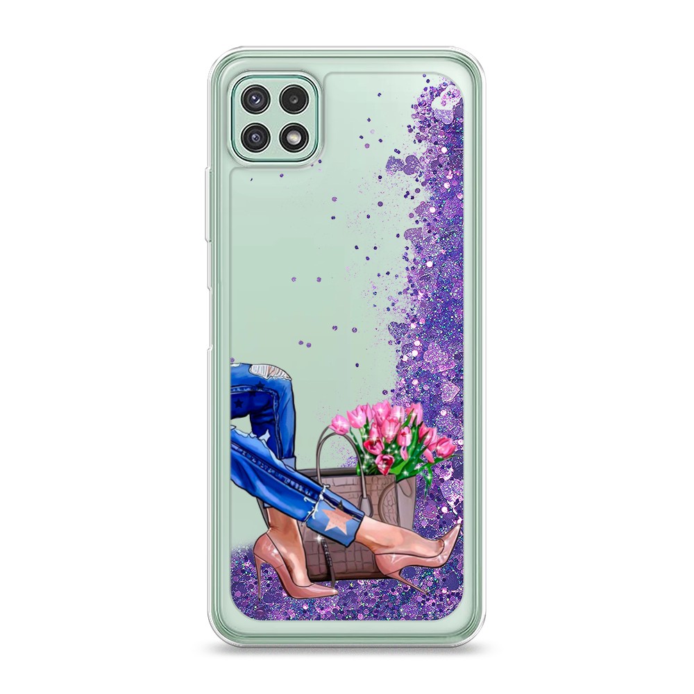 

Жидкий чехол с блестками "Розовая сакура" на Samsung Galaxy A22