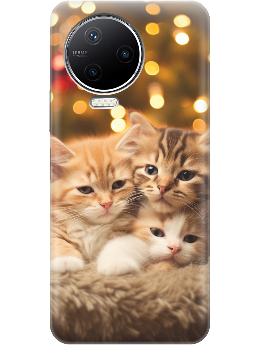 

Чехол на Infinix Note 12 Pro 2023 силиконовый с принтом "Новогодние котики", Бежевый;желтый, 20000168