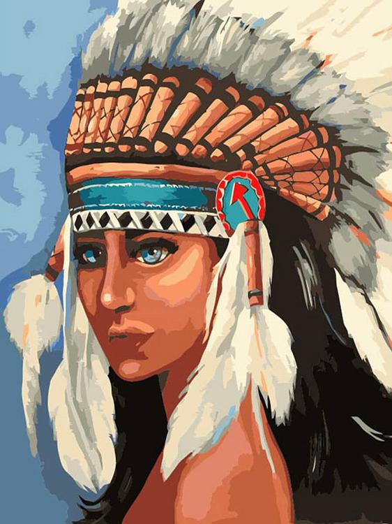 Картина по номерам Цветной Индейская девушка, 40x50 см