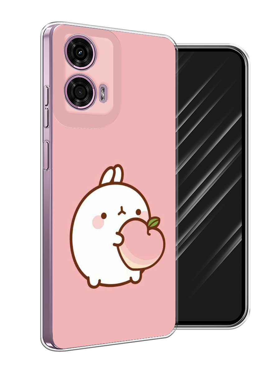 

Чехол Awog на Motorola Moto G24 "Кролик с персиком", Розовый;бежевый, 243850-1