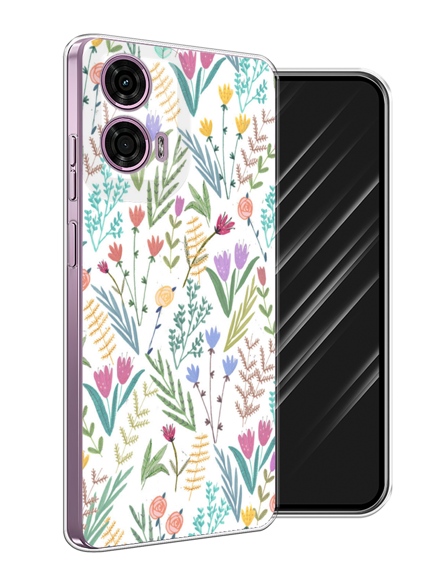 

Чехол Awog на Motorola Moto G24 "Полевые цветы рисунок", Белый;зеленый, 243850-1