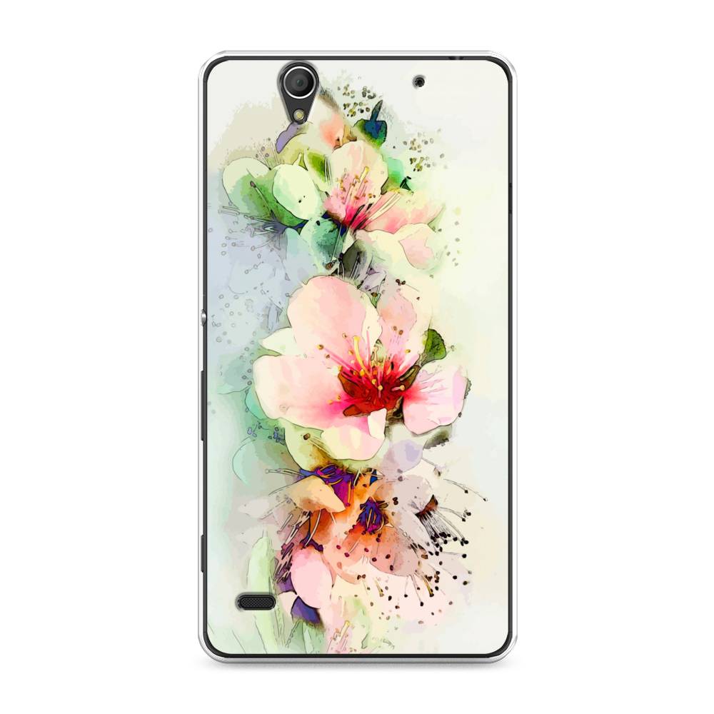 

Чехол на Sony Xperia C4 "Нежные цветы", Зеленый;розовый, 52650-2