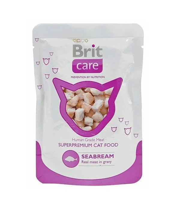 Влажный корм для кошек Brit Care, с морским лещем, 80г