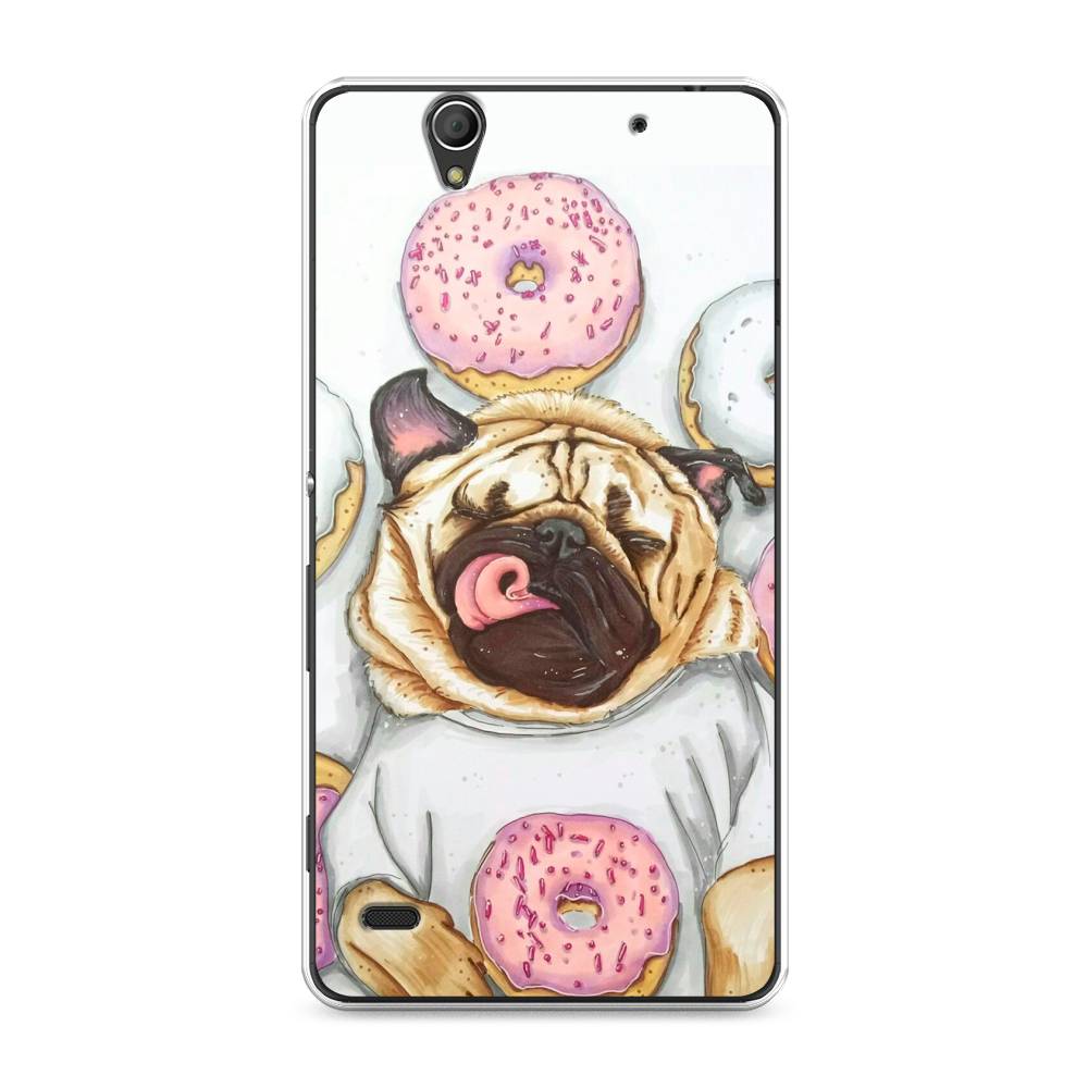 

Чехол на Sony Xperia C4 "Счастливый мопс", Розовый;бежевый;коричневый, 52650-1