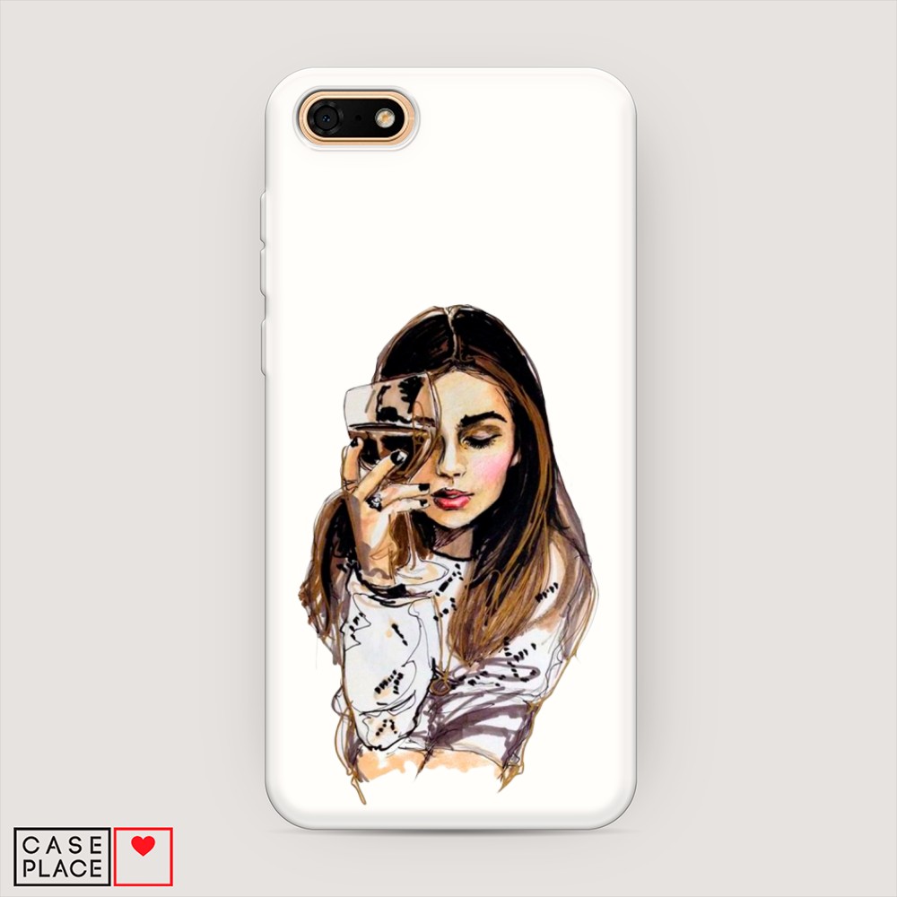 

Чехол Awog на Huawei Y5 2018 "Девушка с бокалом", Разноцветный, 65957-1