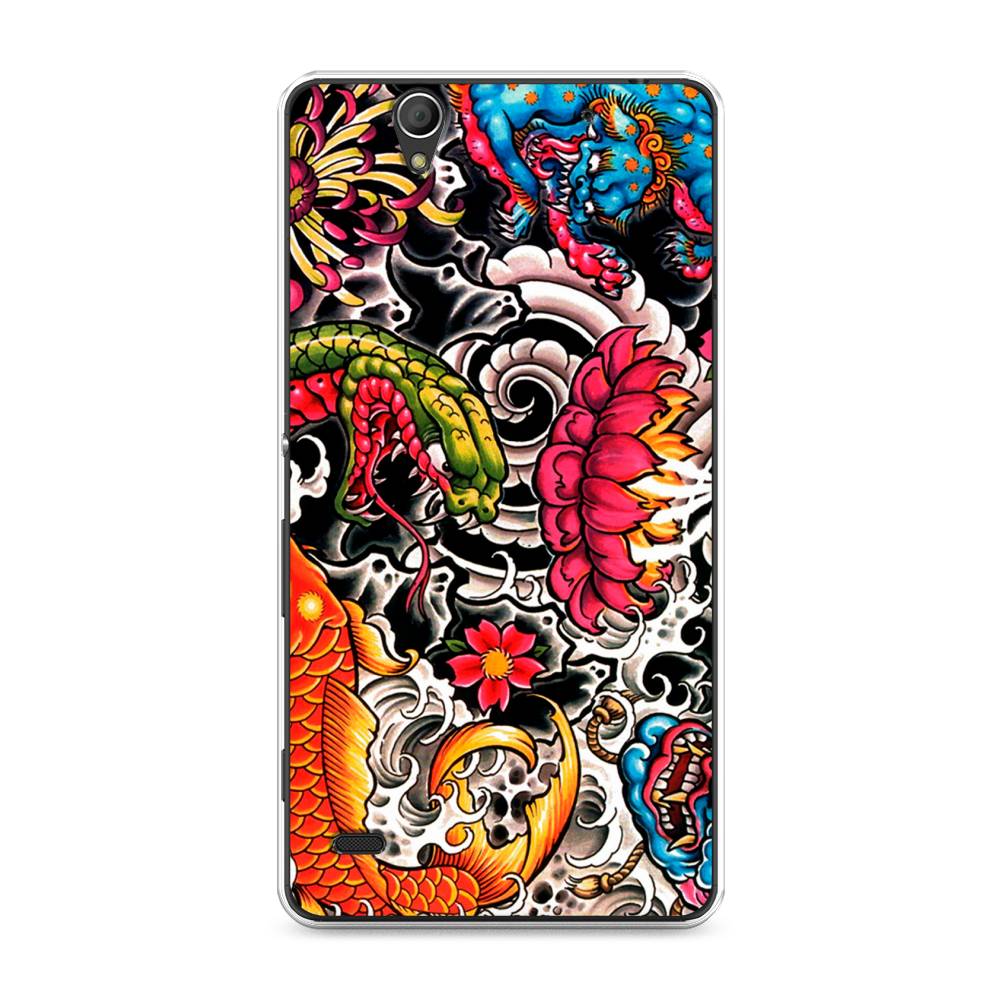 

Чехол на Sony Xperia C4 "Японское искусство", Красный;оранжевый;голубой, 52650-4