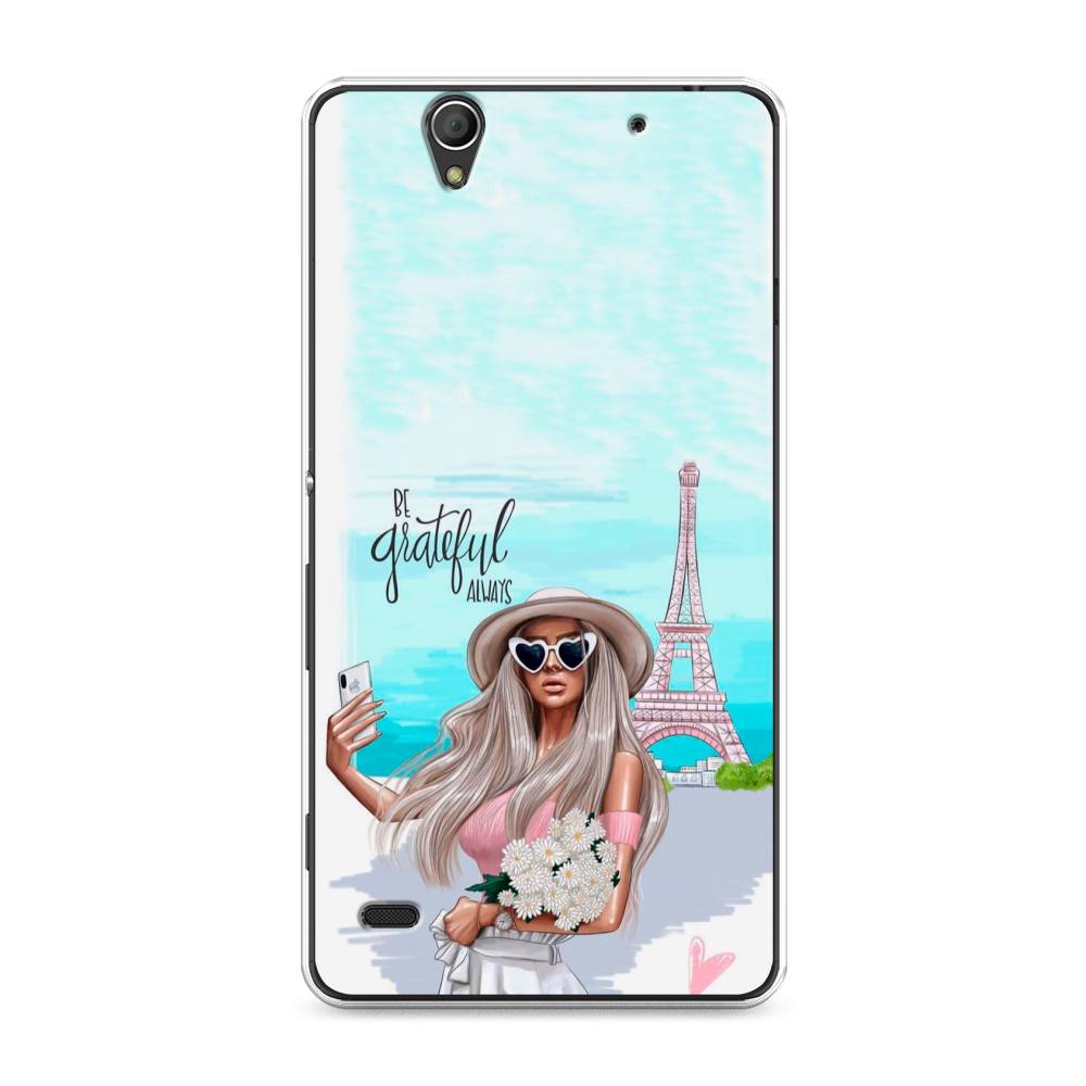 

Чехол на Sony Xperia C4 "Селфи Париж", Голубой;бежевый, 52650-6