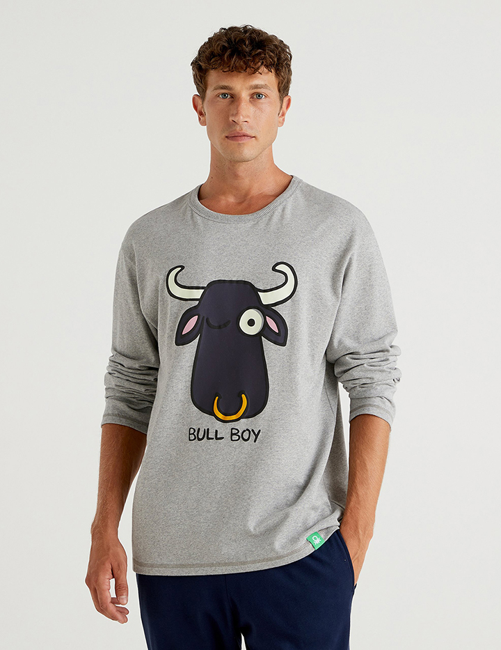 

Лонгслив мужской United Colors of Benetton 21A_3I8X4M833 серый XL, 21A_3I8X4M833