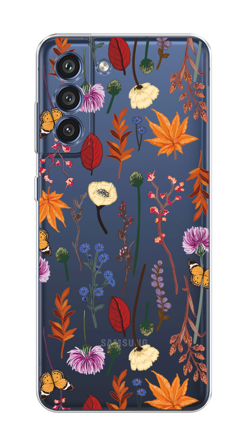 

Чехол Homey на Samsung Galaxy S21 FE 5G "Orange Purple flowers", Оранжевый;красный;розовый;желтый;прозрачный, 2103050-1