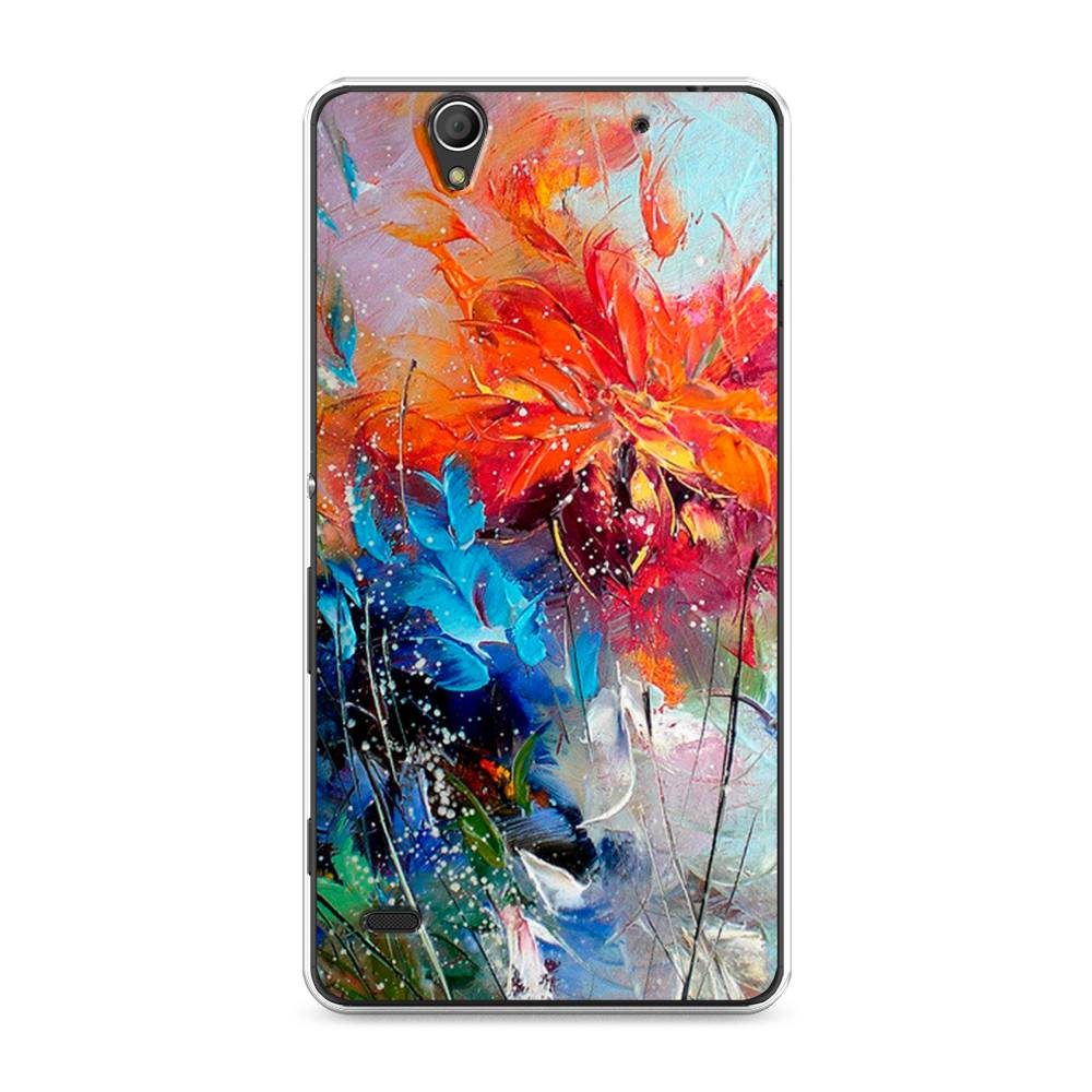 

Чехол на Sony Xperia C4 "Абстрактные цветы", Оранжевый;синий, 52650-4