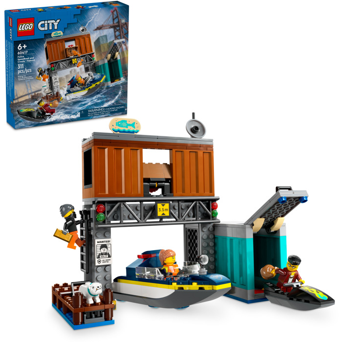 Конструктор LEGO CITY 60417 Полицейский катер и убежище воришек 311 дет.