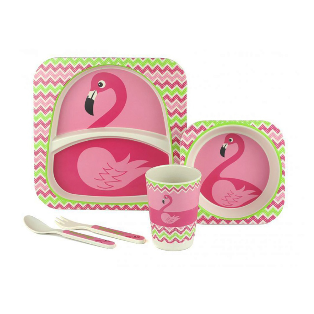 фото Детский столовый набор baby fox bf-bowl-43 розовый фламинго цв. розовый