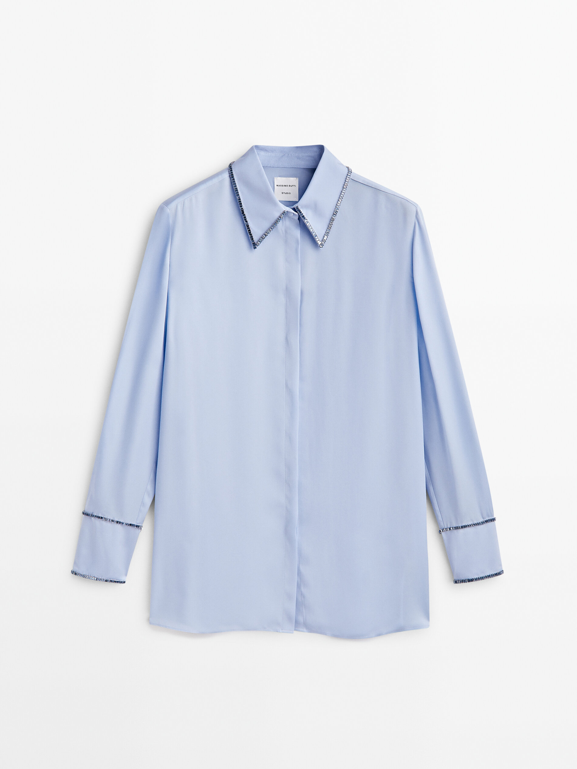 Рубашка женская Massimo Dutti 940795440 синяя S (доставка из-за рубежа)