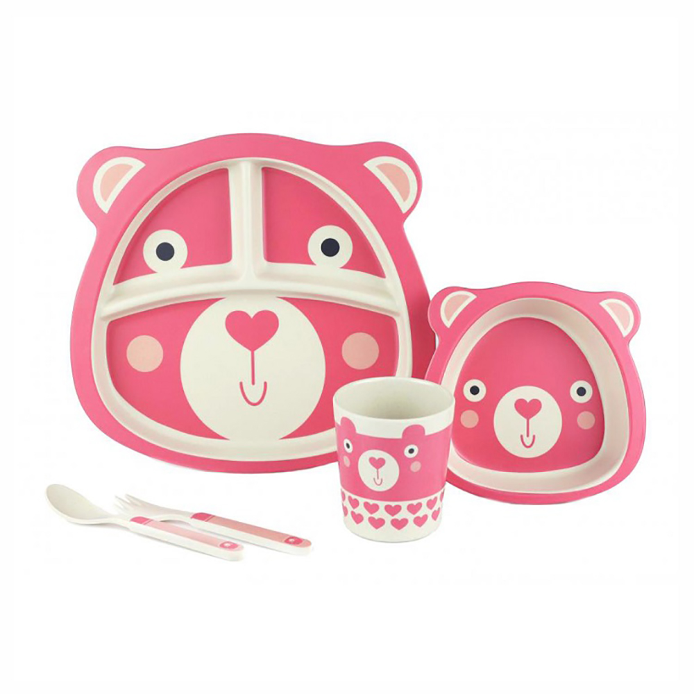 фото Детский столовый набор baby fox bf-bowl-62 розовый мишка цв. розовый