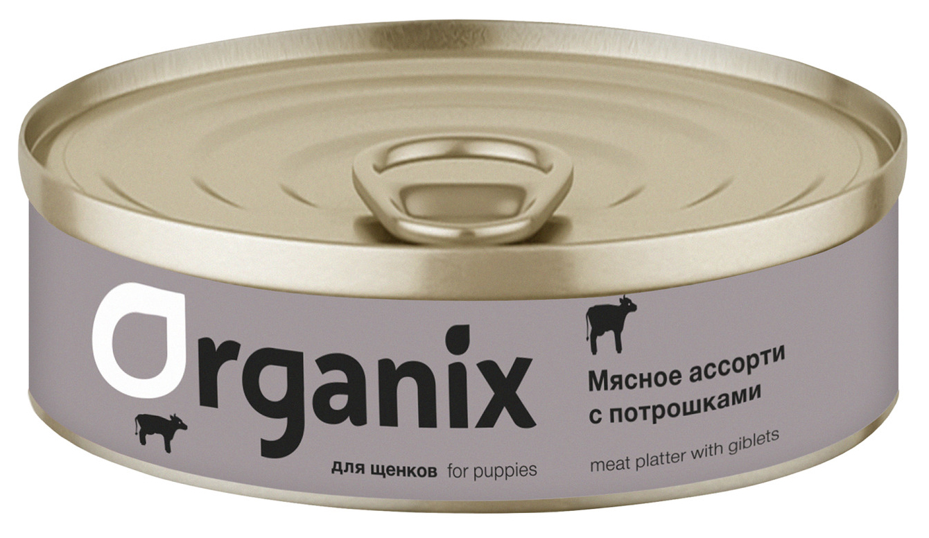 

Консервы для щенков Organix мясное ассорти и потрошки, 24 шт по 100 г