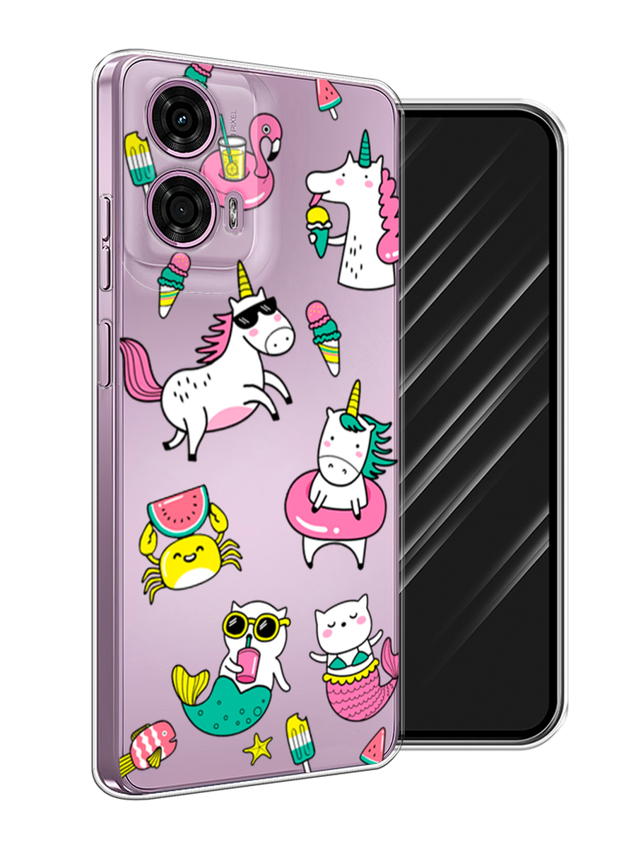 

Чехол Awog на Motorola Moto G24 "На отдыхе", Белый;бирюзовый;розовый, 243850-1