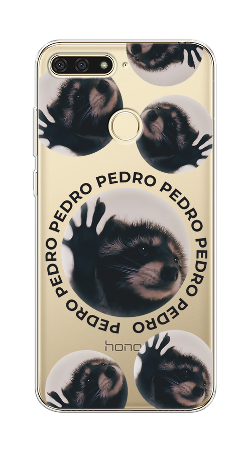 

Чехол на Honor 7C/7A Pro/Huawei Y6 Prime 2018 "Pedro енот", Черный;бежевый;прозрачный, 65750-1