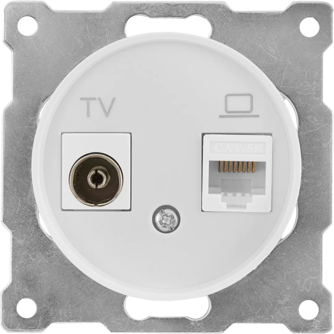 Розетка двойная антенна/компьютер TV/RJ45 кат.5e встраиваемая Onekeyelectro 1E20811300