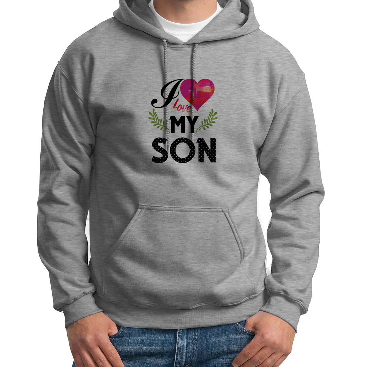 

Худи унисекс CoolPodarok Прикол Семья I love my son Я люблю моего сына серое 42 RU, Серый, S0151846