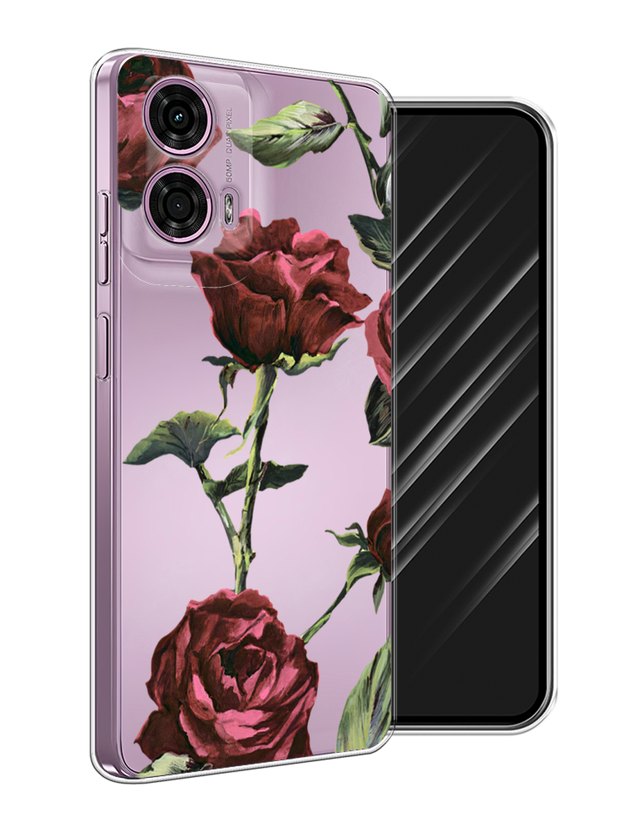 

Чехол Awog на Motorola Moto G24 "Бордовые розы фон", Бордовый, 243850-1