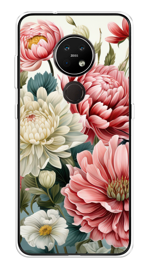

Чехол на Nokia 6.2/7.2 "Садовые цветы рисунок", Розовый;зеленый;белый, 123050-1
