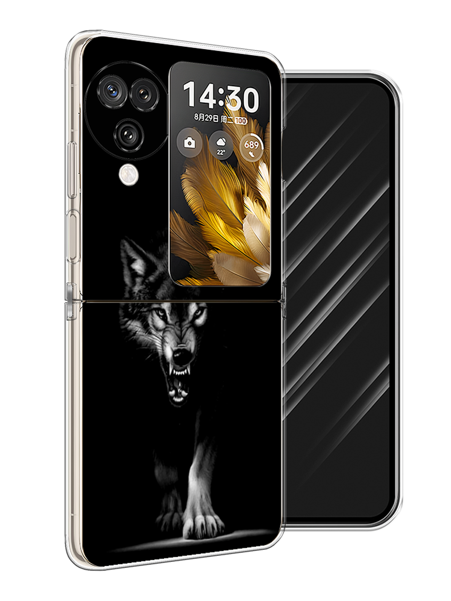 

Чехол Awog на Oppo Find N3 Flip "Волк выходит из ночи", Серый;черный;белый, 2517250-1