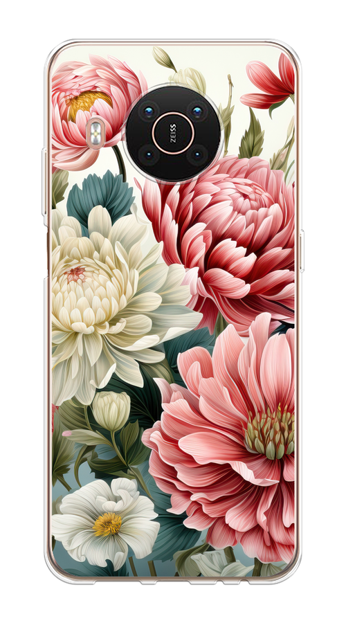 

Чехол на Nokia X20/X10 "Садовые цветы рисунок", Розовый;зеленый;белый, 124250-1