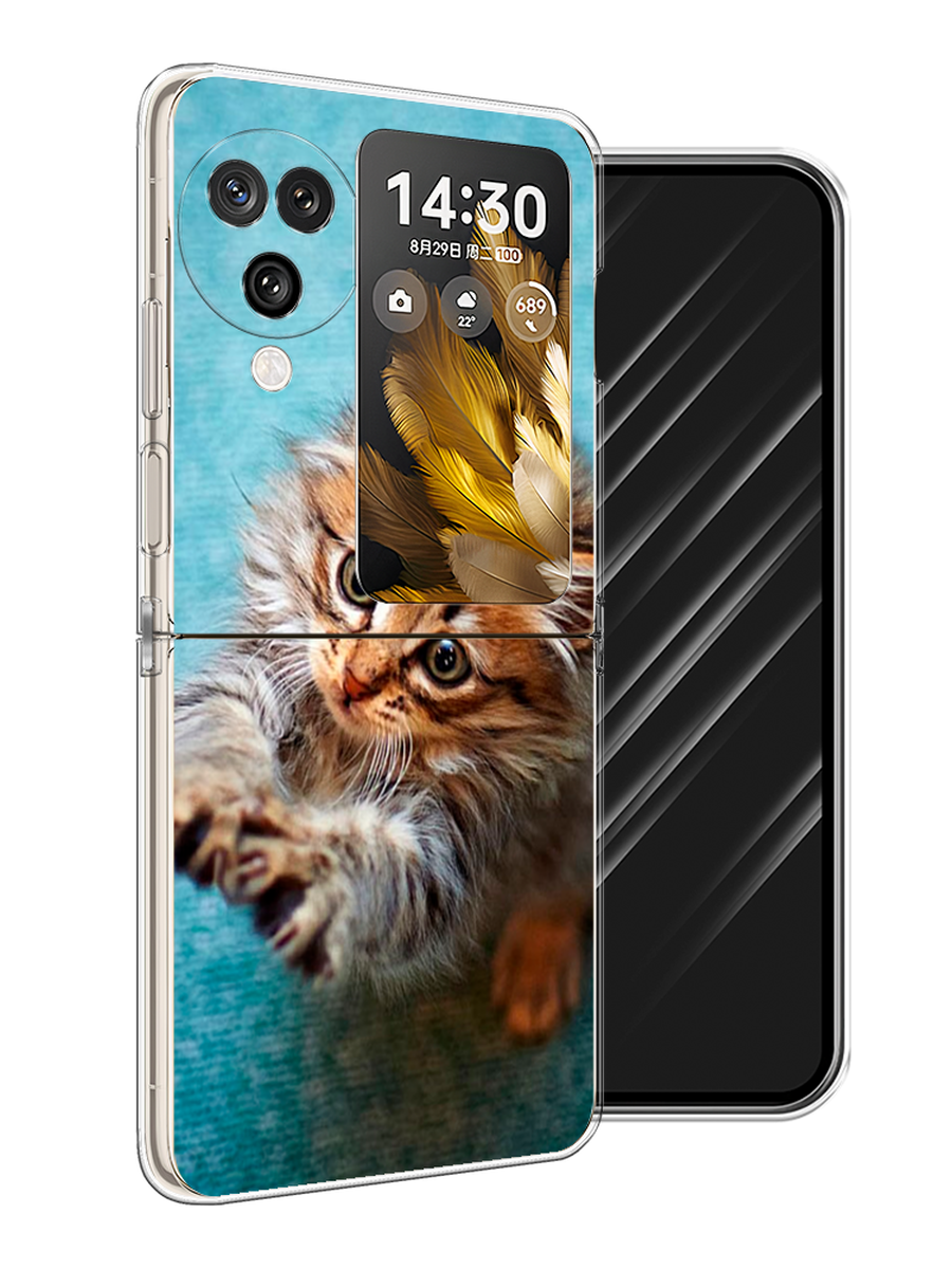 

Чехол Awog на Oppo Find N3 Flip "Котенок просит есть", Бирюзовый;коричневый;белый, 2517250-1