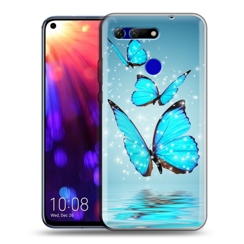 

Дизайнерский силиконовый чехол для Huawei Honor View 20 Бабочки голубые