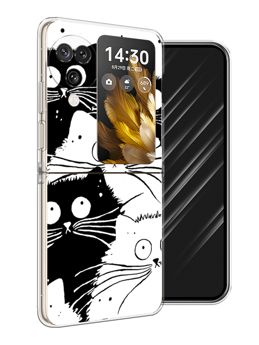

Чехол Awog на Oppo Find N3 Flip "Коты черно-белые", Черный;белый, 2517250-1