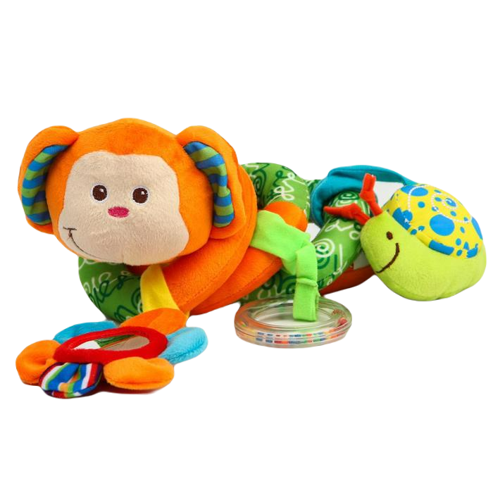 

Растяжка - спираль мягкая с погремушкой на кроватку/коляску Обезьянка, р-р 23-90