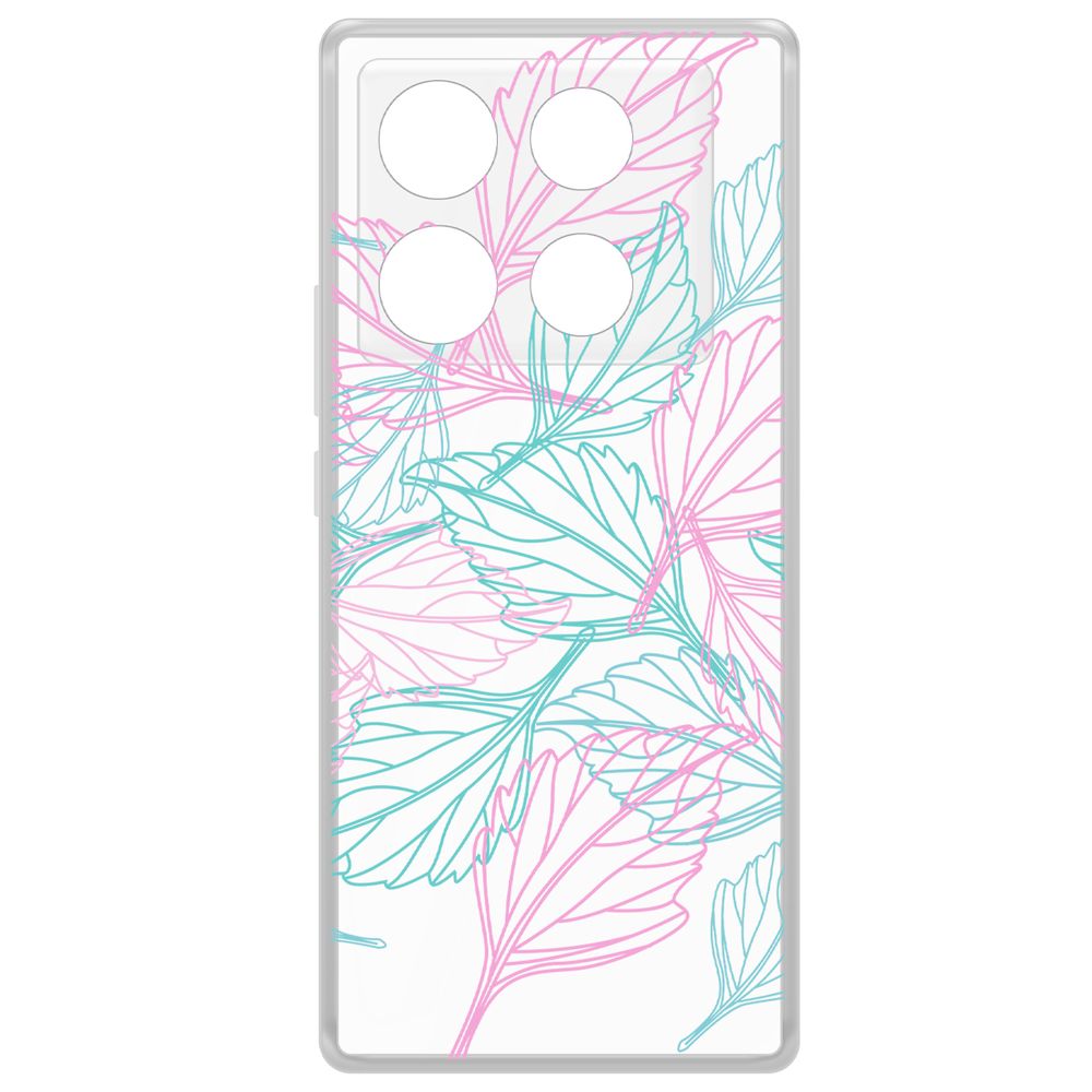 

Чехол-накладка Krutoff Clear Case Листья паттерн для INFINIX Note 40 Pro, Прозрачный