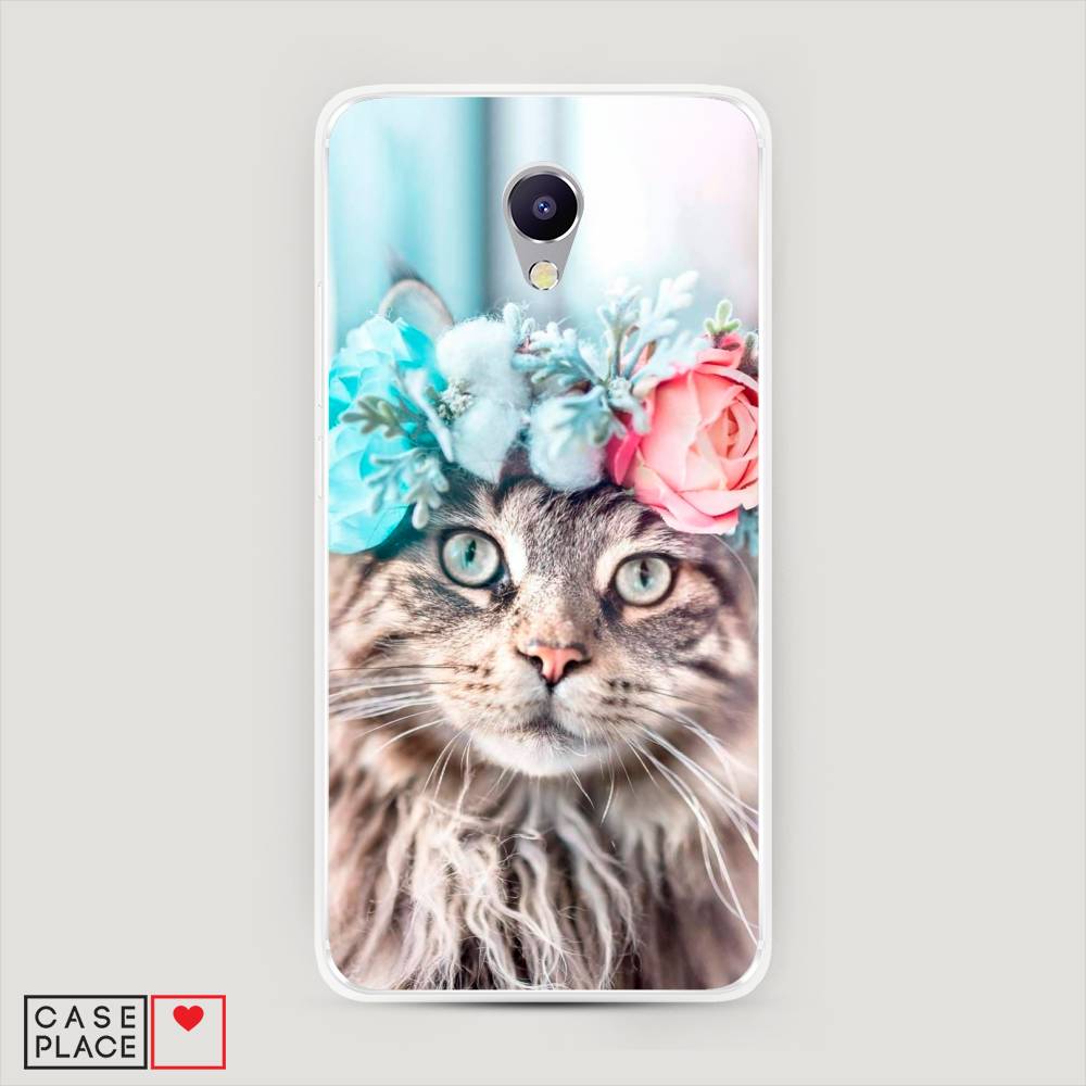 

Чехол Awog на Meizu M5 Note "Кот в венке", Серый;голубой;розовый, 71650-2