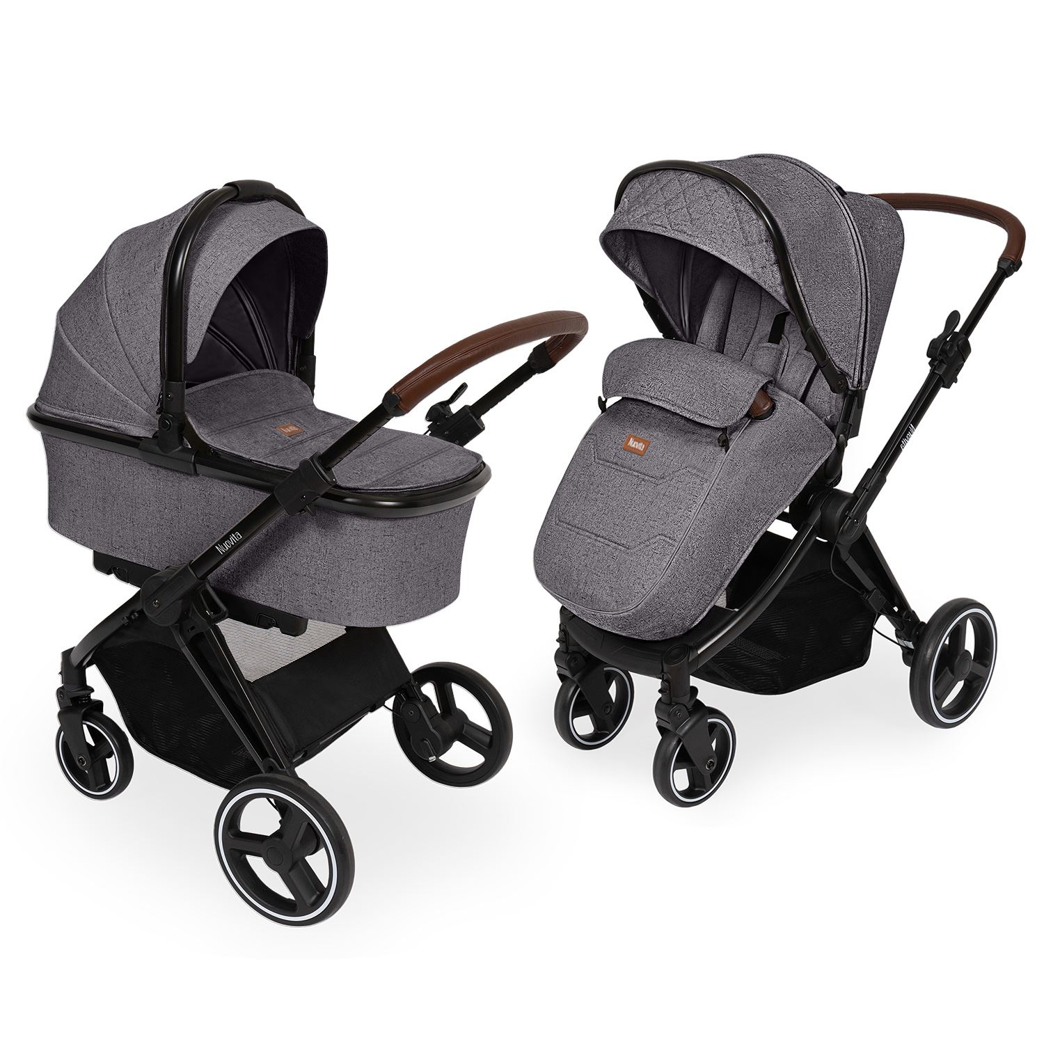 

Коляска детская трансформер Nuovita Edel 2 в 1 Grigio/Серый, Edel 2 в 1