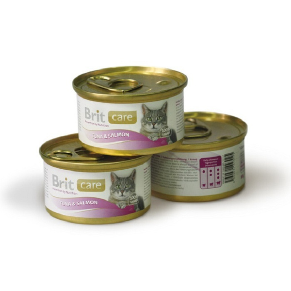 

Консервы для кошек Brit Care, лосось, тунец, 80г, Care