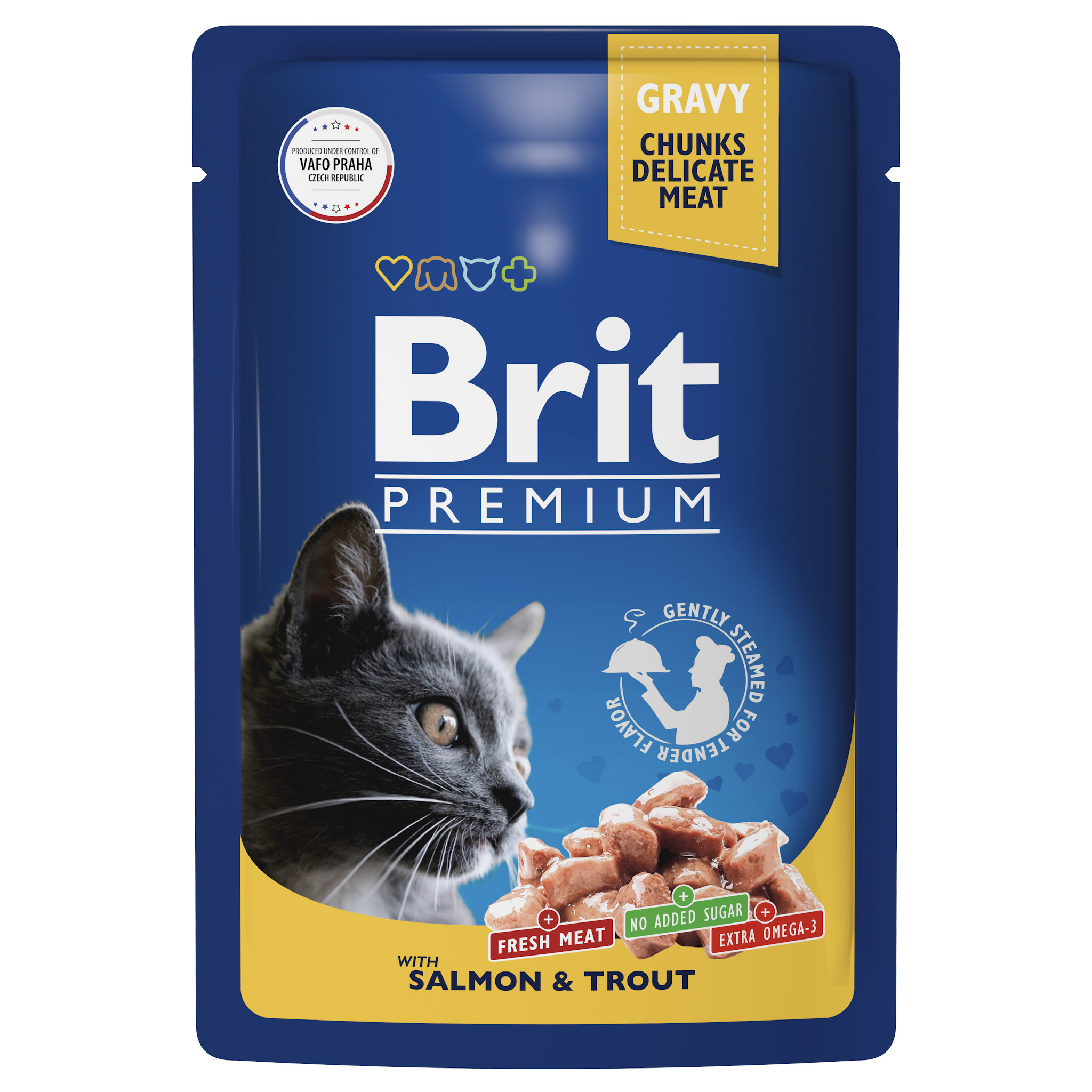 Влажный корм для кошек Brit Premium, лосось, форель, 100г