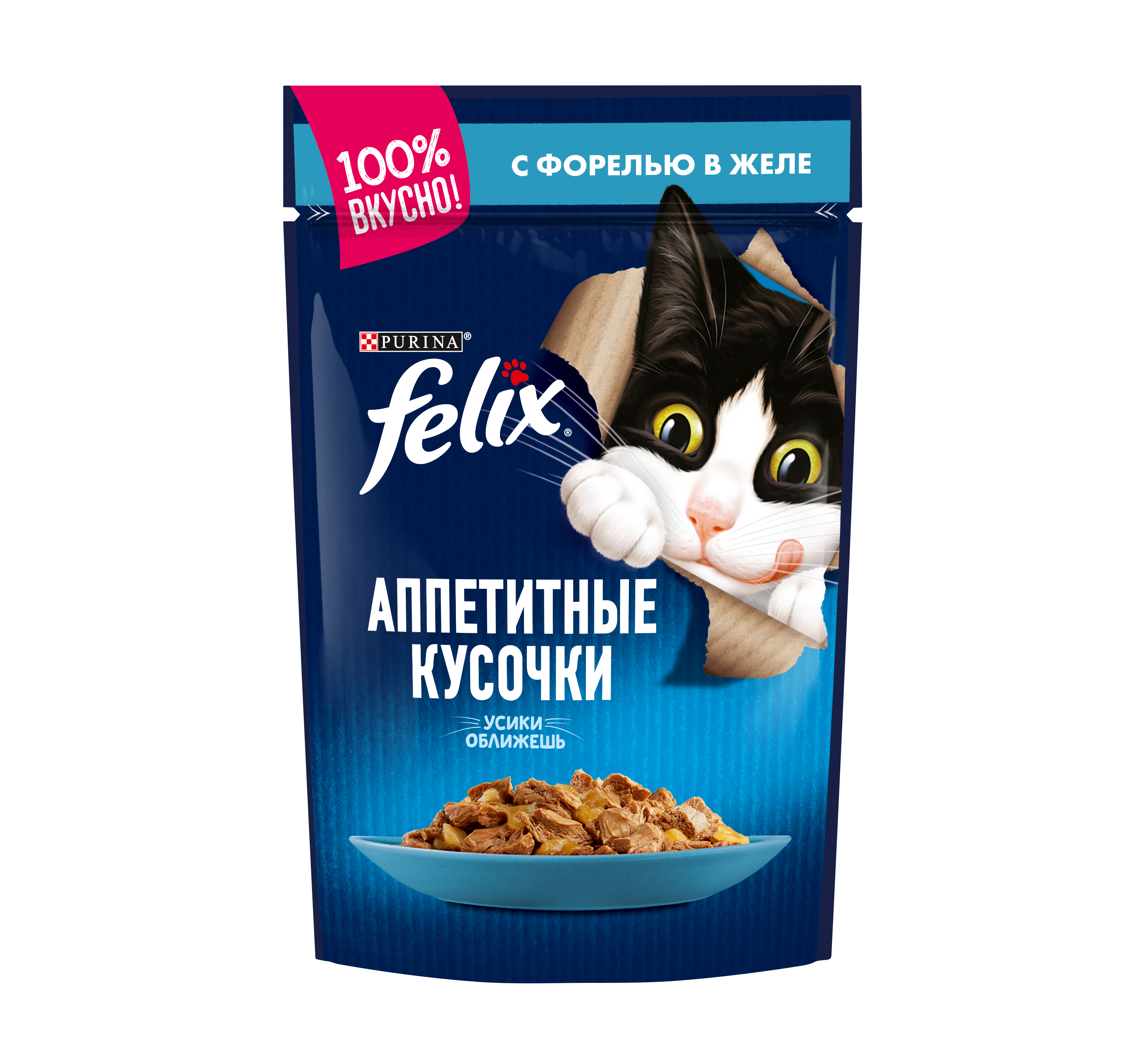 фото Влажный корм для кошек felix sensation, форель, 85г