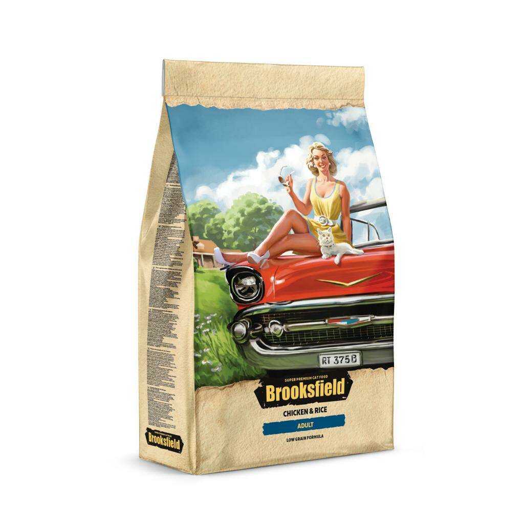 

Сухой корм для кошек Brooksfield Adult курица и рис, 2шт по 400г
