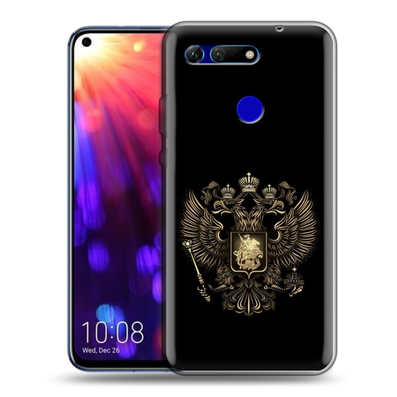 

Дизайнерский силиконовый чехол для Huawei Honor View 20 герб России золотой