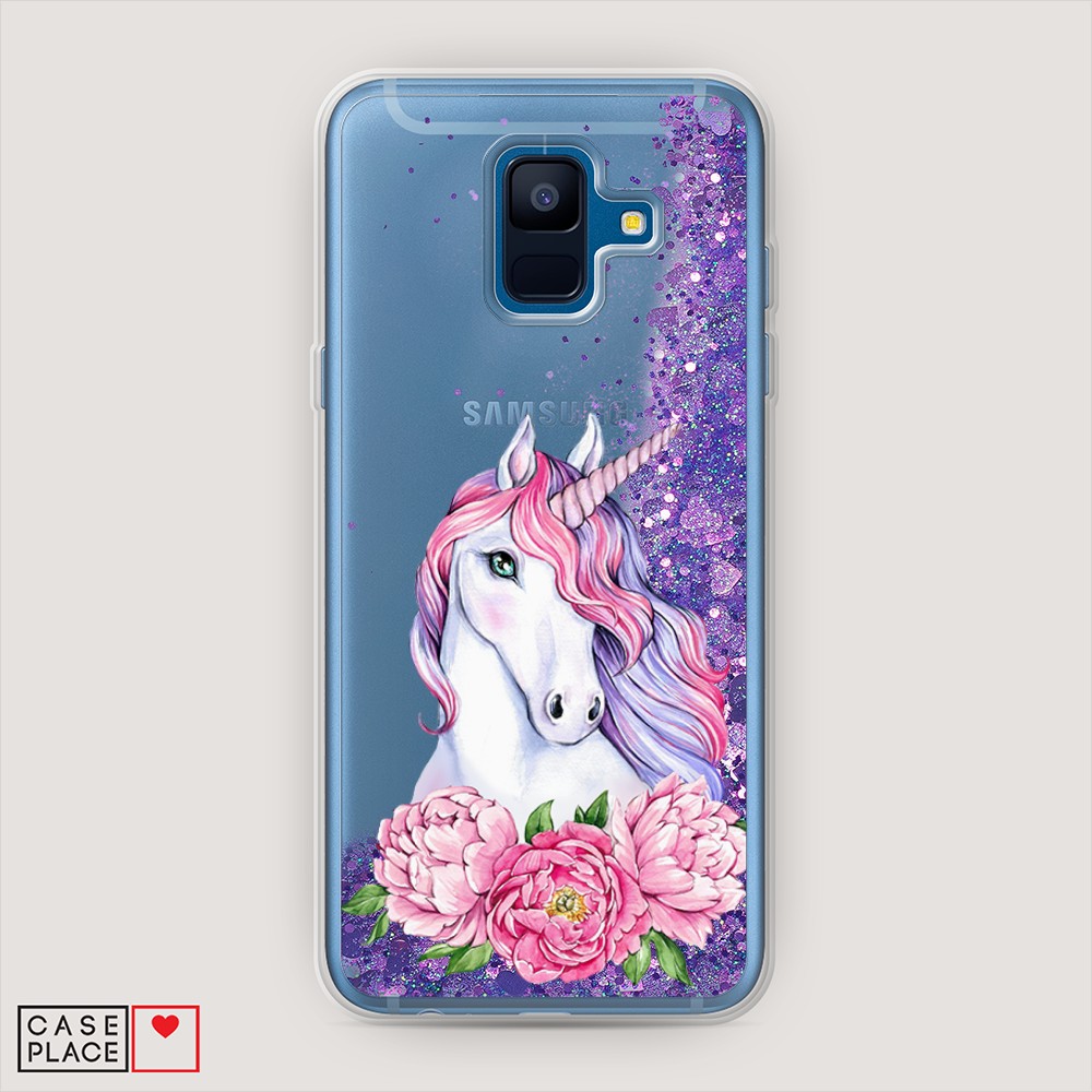 

Чехол Awog на Samsung Galaxy A6 2018 "Единорог с пионами", Разноцветный, 25992-1