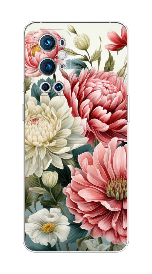 

Чехол на OnePlus 9 Pro "Садовые цветы рисунок", Розовый;зеленый;белый, 151550-1