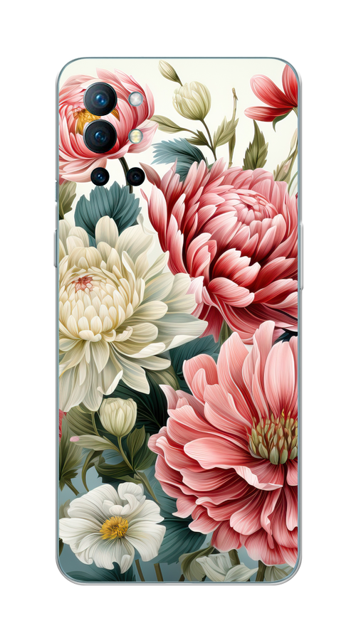 

Чехол на OnePlus 9R "Садовые цветы рисунок", Розовый;зеленый;белый, 151650-1