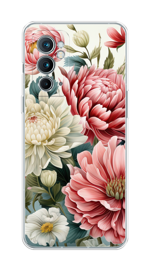 

Чехол на OnePlus 9RT "Садовые цветы рисунок", Розовый;зеленый;белый, 152050-1