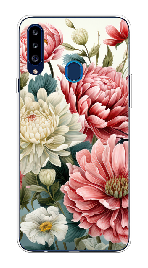 

Чехол на Samsung Galaxy A20s "Садовые цветы рисунок", Розовый;зеленый;белый, 2100850-1