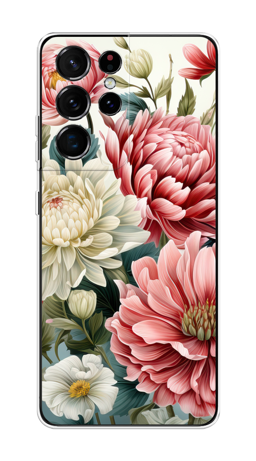 

Чехол на Samsung Galaxy S21 Ultra "Садовые цветы рисунок", Розовый;зеленый;белый, 2102250-1