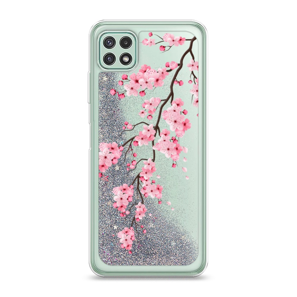 

Жидкий чехол с блестками "Розовая сакура" на Samsung Galaxy A22