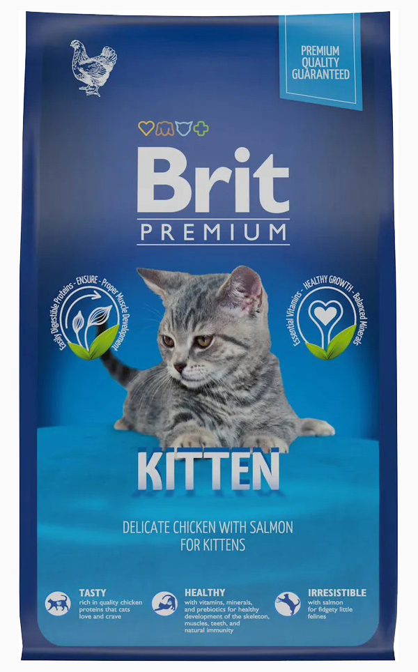 фото Сухой корм для котят brit premium cat kitten с курицей 2шт по 800г