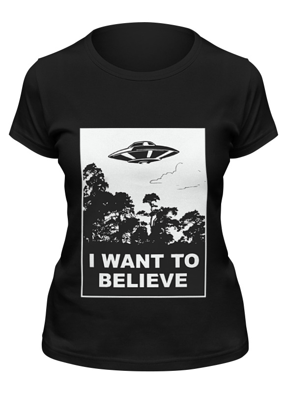 

Футболка женская Printio I want to believe (x-files) черная XL, Черный, I want to believe (x-files)