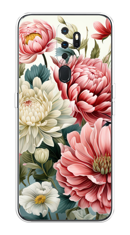 

Чехол на Oppo A5/A9 2020 "Садовые цветы рисунок", Розовый;зеленый;белый, 251350-1