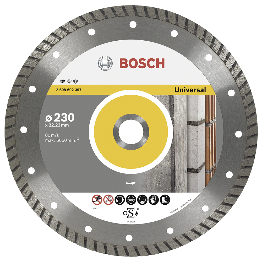 Универсальный алмазный диск BOSCH Standart for Universal Turbo 230x2х22,23 мм пильный диск по дереву для торцовочных пил bosch